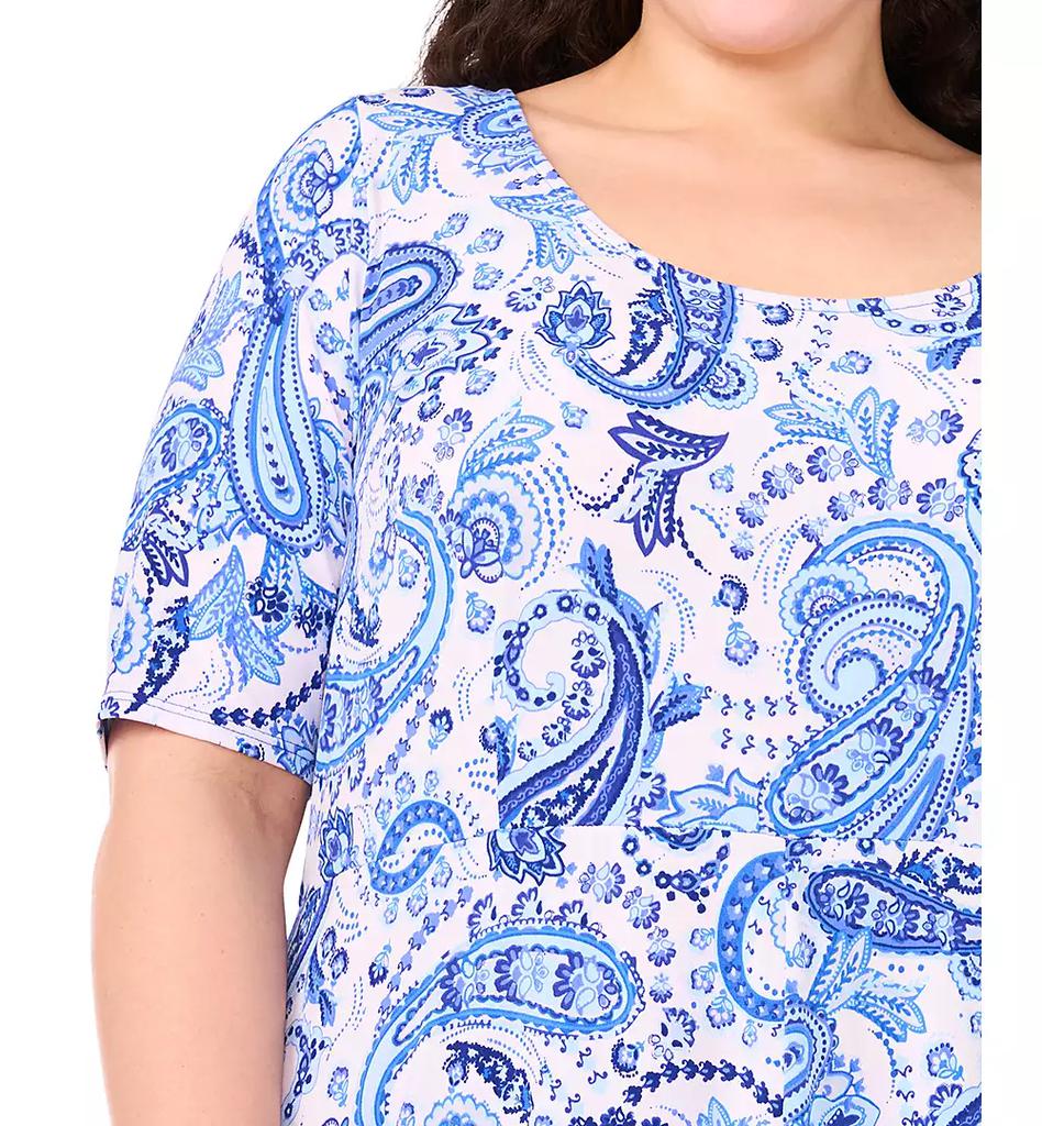 MSK Plus Size Printed Jersey Elbow-Sleeve Midi Dress