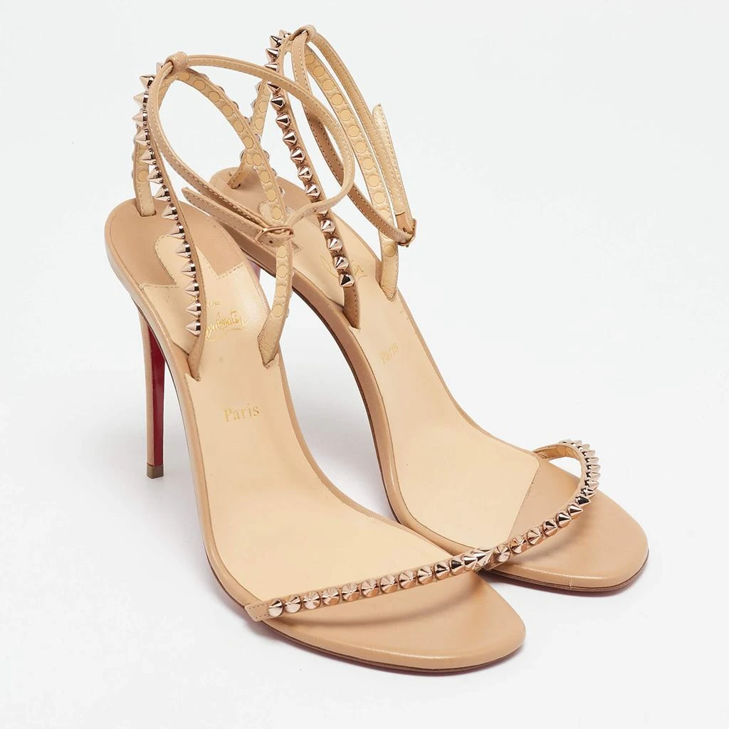 Christian Louboutin Christian Louboutin Beige Leather Loubi Queen Ankle Strap Sandals Size 38.5 4