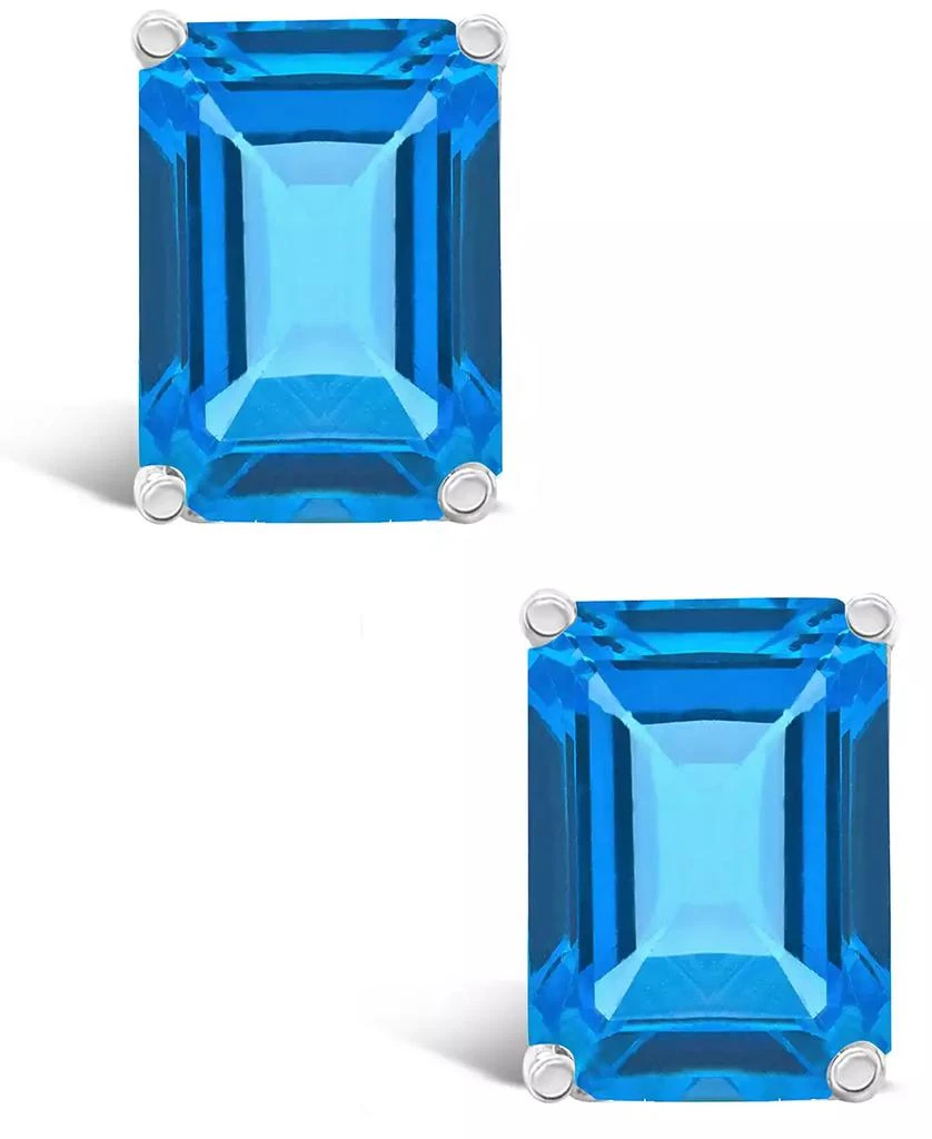 Macy's Blue Topaz (4 ct. t.w.) Stud Earrings in 14K Yellow Gold or 14K White Gold 3