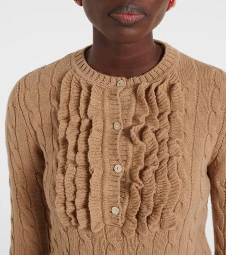 Valentino Ruffled cable-knit virgin wool sweater 4