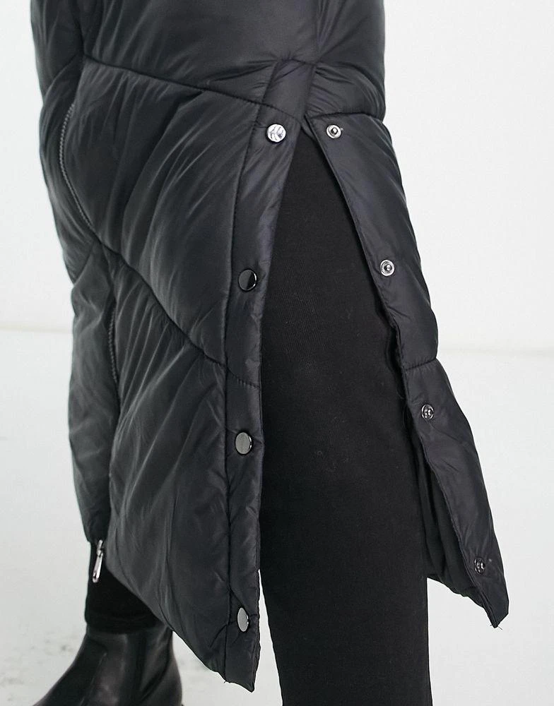 VERO MODA Vero Moda padded maxi coat with hood in black 3