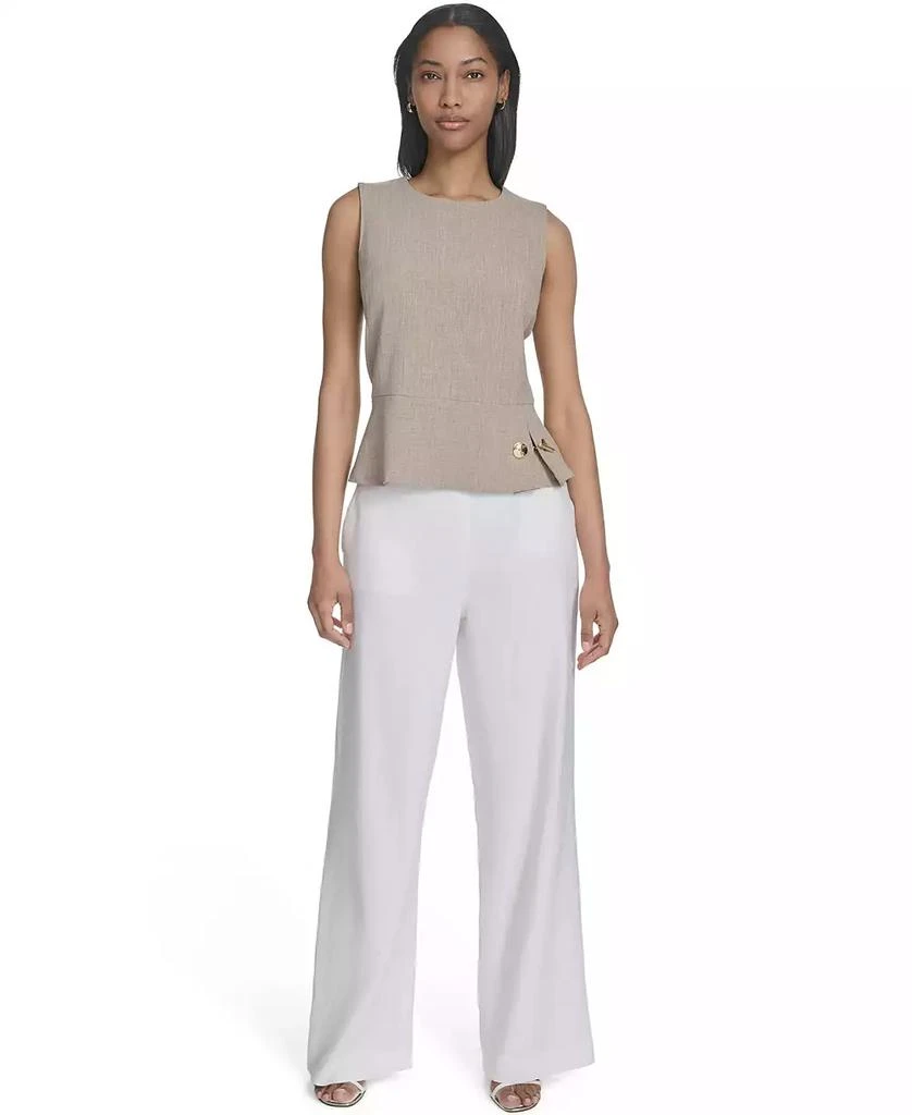 HALSTON Women's Sleeveless Side-Pleat Peplum Top 6