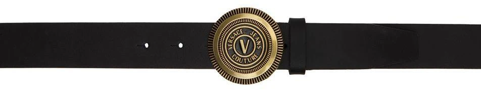 Versace Black V-Emblem Round Buckle Belt 1