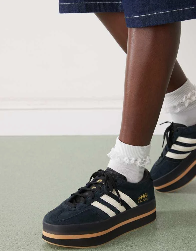 Adidas adidas Originals Gazelle Stack trainers in black and white 4