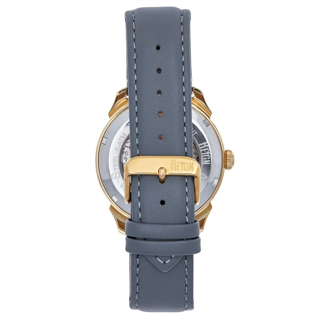 Reign Weston Automatic Skeletonized Leather-Band Watch - Gold/Grey 3