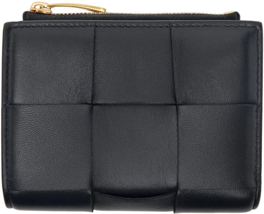 Bottega Veneta Navy Small Bi-Fold Zip Wallet 1