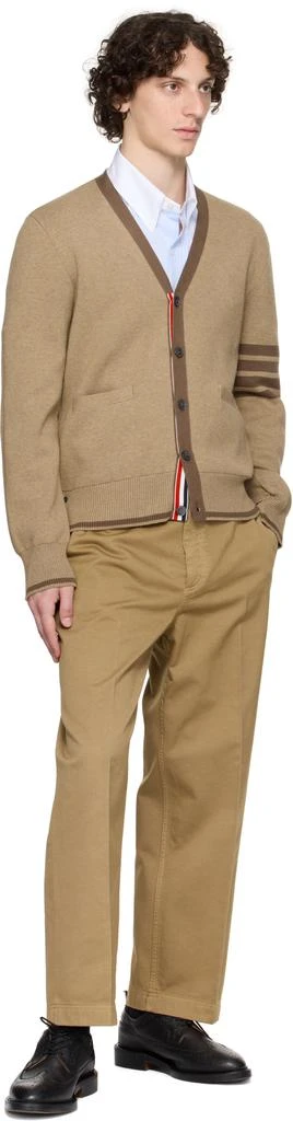 Thom Browne Brown Milano Stitch 4-Bar V-Neck Cardigan 4