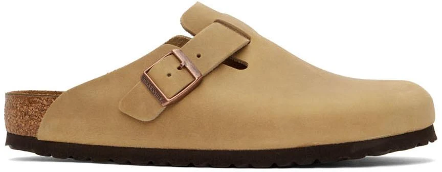 Birkenstock Men\'s Slip-On Knit Loafers in Light Beige Birkenstock: Taupe Narrow Boston Soft Footbed Slip-on  main image 4