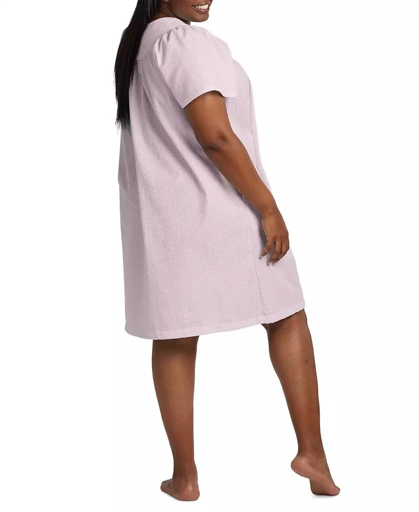 Miss Elaine Plus Size Snap-Front Short Seersucker Robe 2