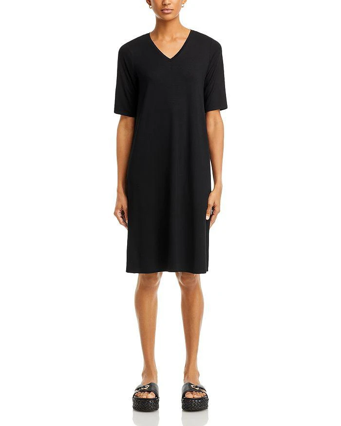 Eileen Fisher V Neck Elbow Sleeve Dress 7