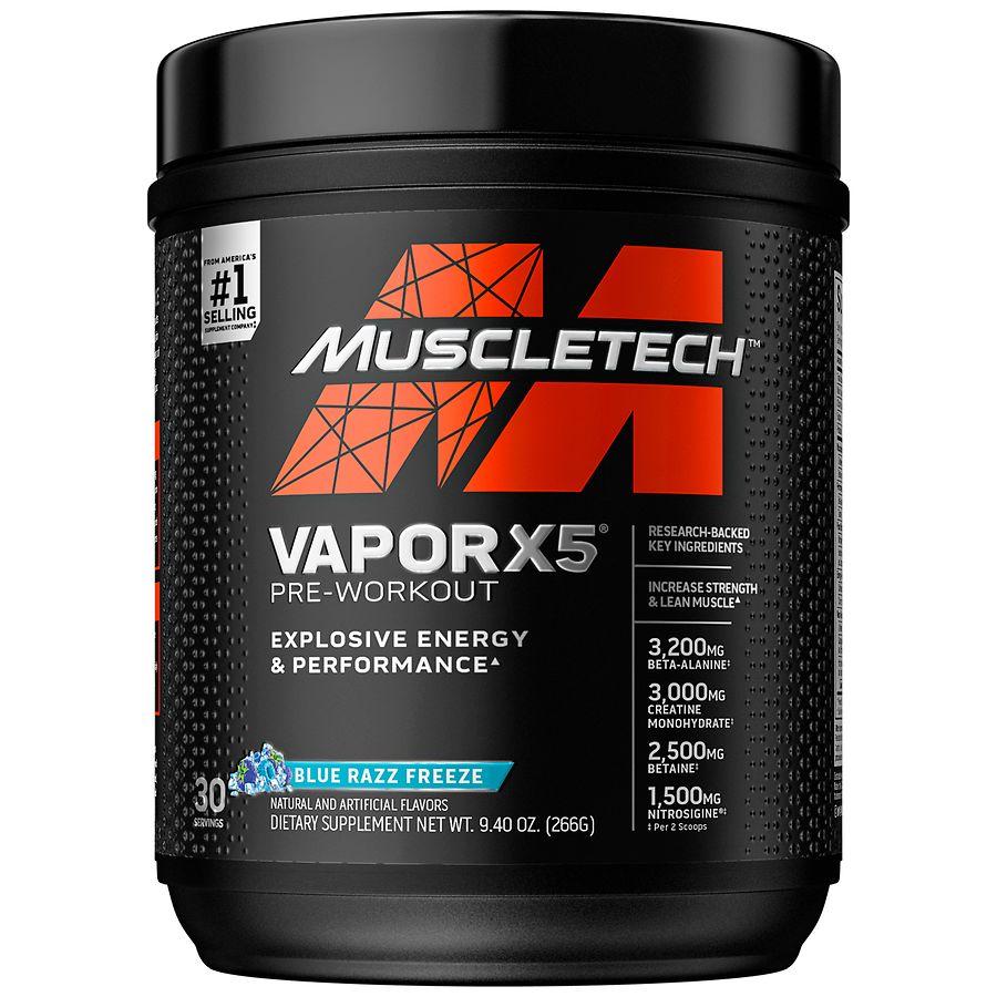 MuscleTech VaporX5 Pre-Workout Blue Razz Freeze, 30 Servings