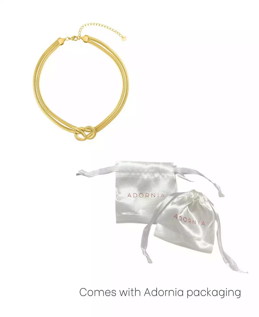 ADORNIA Gold Tarnish Resistant Adjustable Knot Collar Necklace