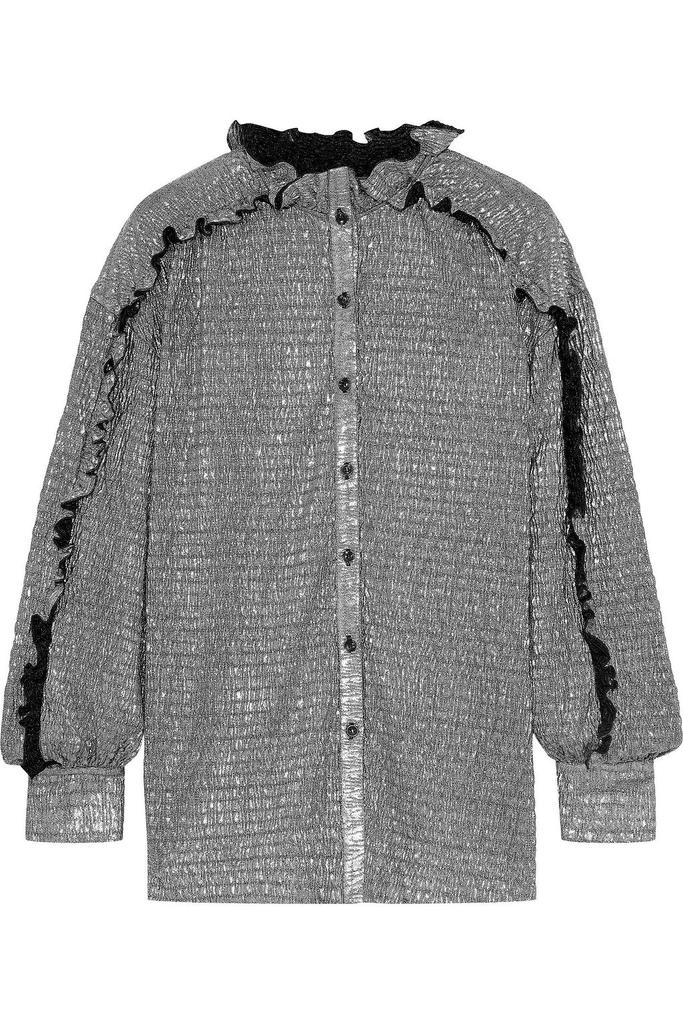 ANTIK BATIK Kimmy ruffle-trimmed crinkled-lamé shirt