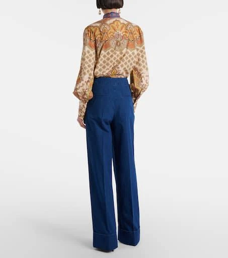 Valentino High-rise pleated wide-leg jeans 3