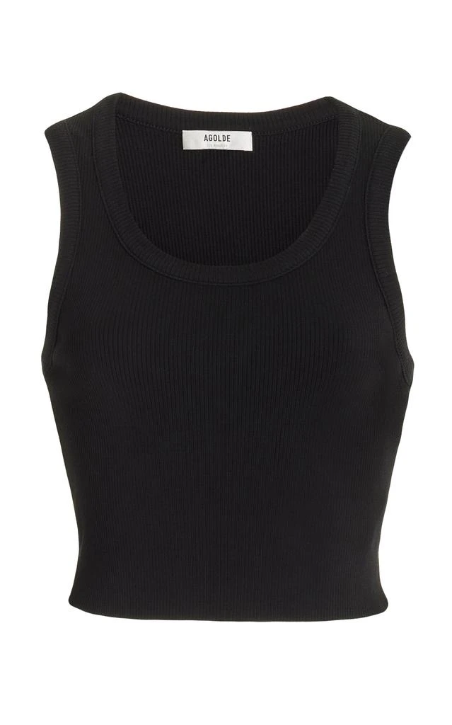 AGOLDE Agolde - Poppy Cotton-Blend Cropped Tank Top - Black - XS - Moda Operandi 1