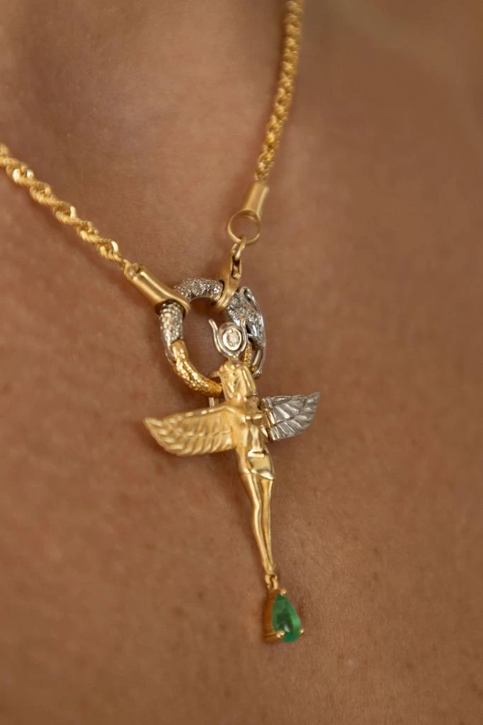 Mozafarian Diamond and emerald virgo pendant 3