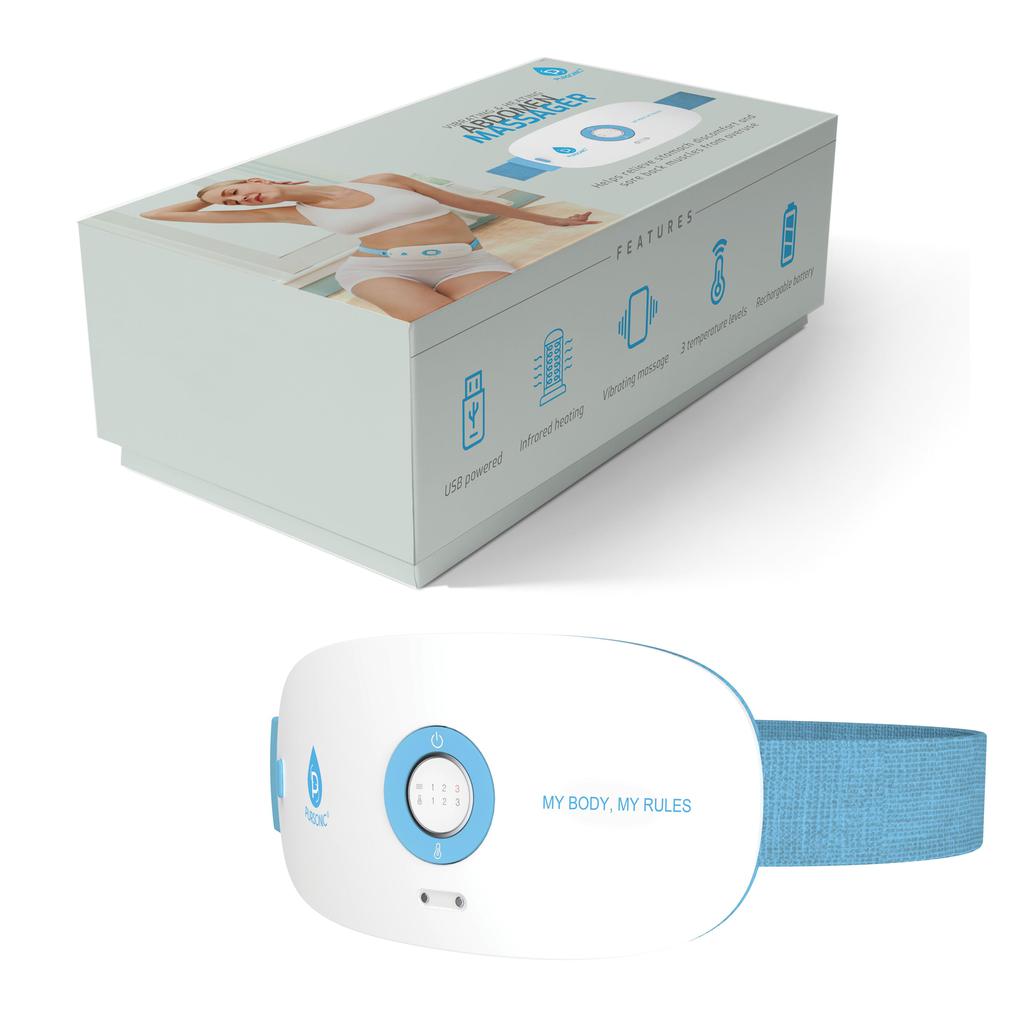 PURSONIC Pursonic Stomach & Back Massager, 3 Vibration Levels, 3 Heat Settings & USB Rechargeable- Promotes Blood Circulation