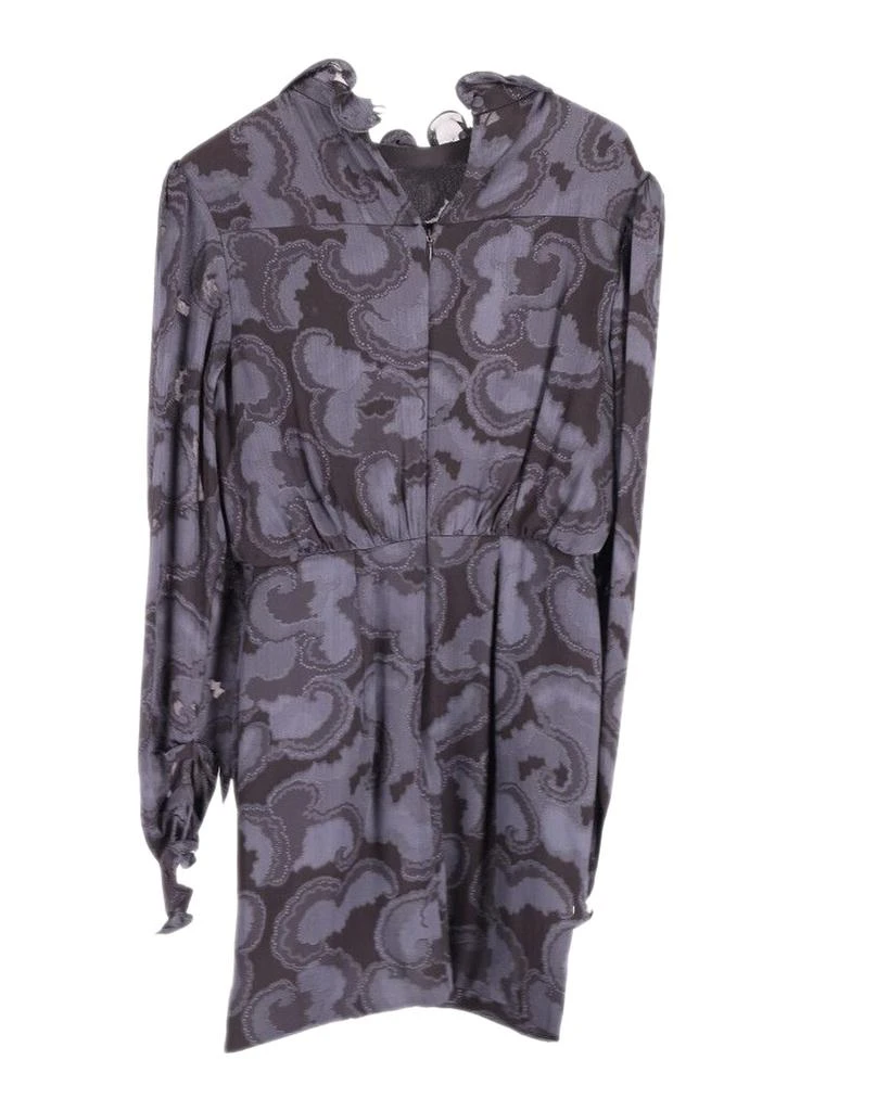 Saloni Rina B Ruffled Jacquard Mini Dress in Navy Blue Silk 2