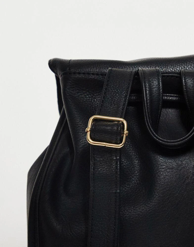 ASOS ASOS DESIGN soft backpack with zip front pocket in black 4