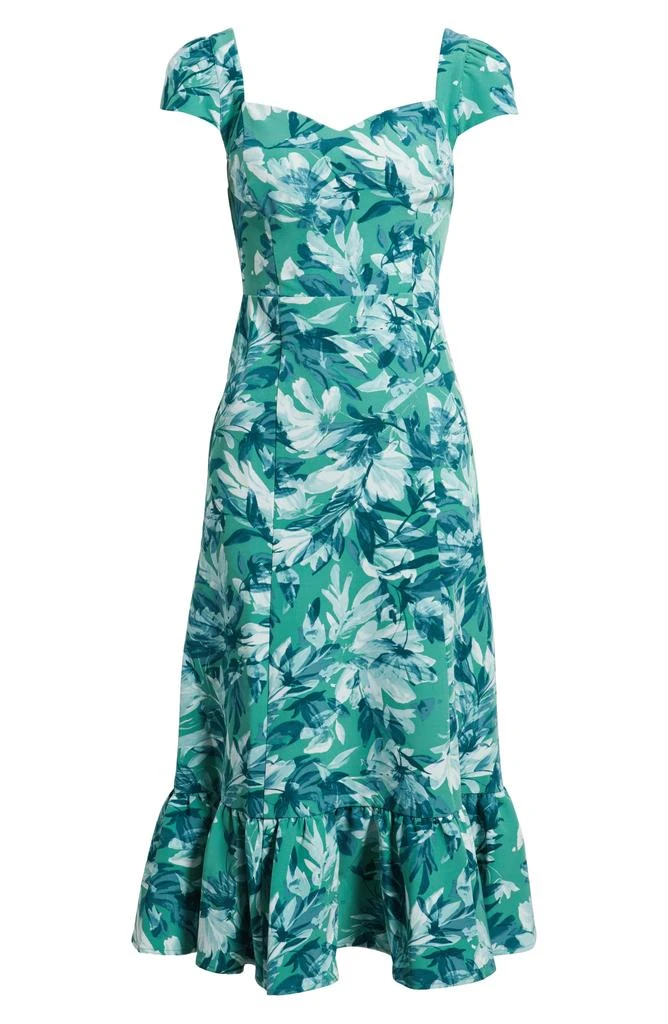 wrap midi dress with sleeves Cerise floral-print wrap midi dress L / Blue