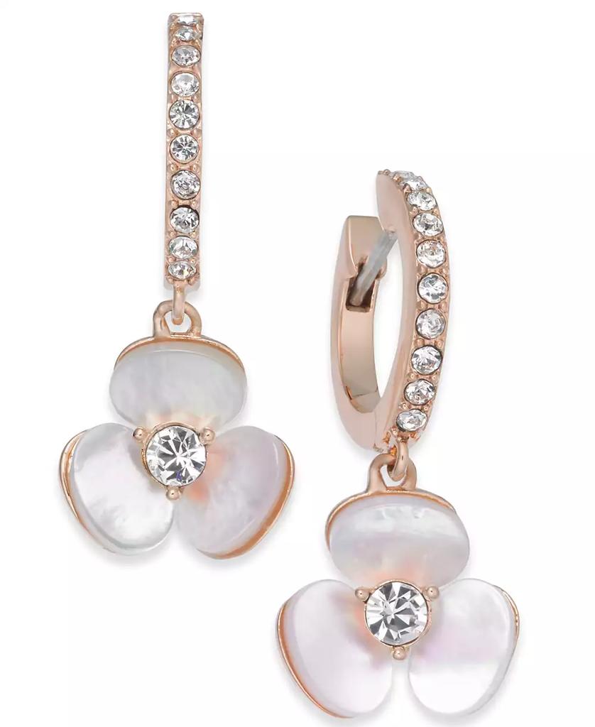 Kate Spade 14k Rose Gold-Plated Pavé & Mother-of-Pearl Flower Drop Earrings