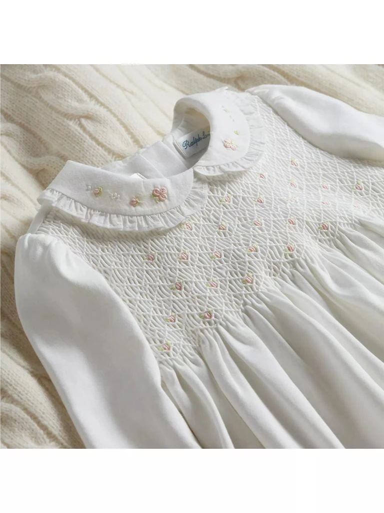 Ralph Lauren Baby Girl's Smocked Organic Cotton Onesie 5