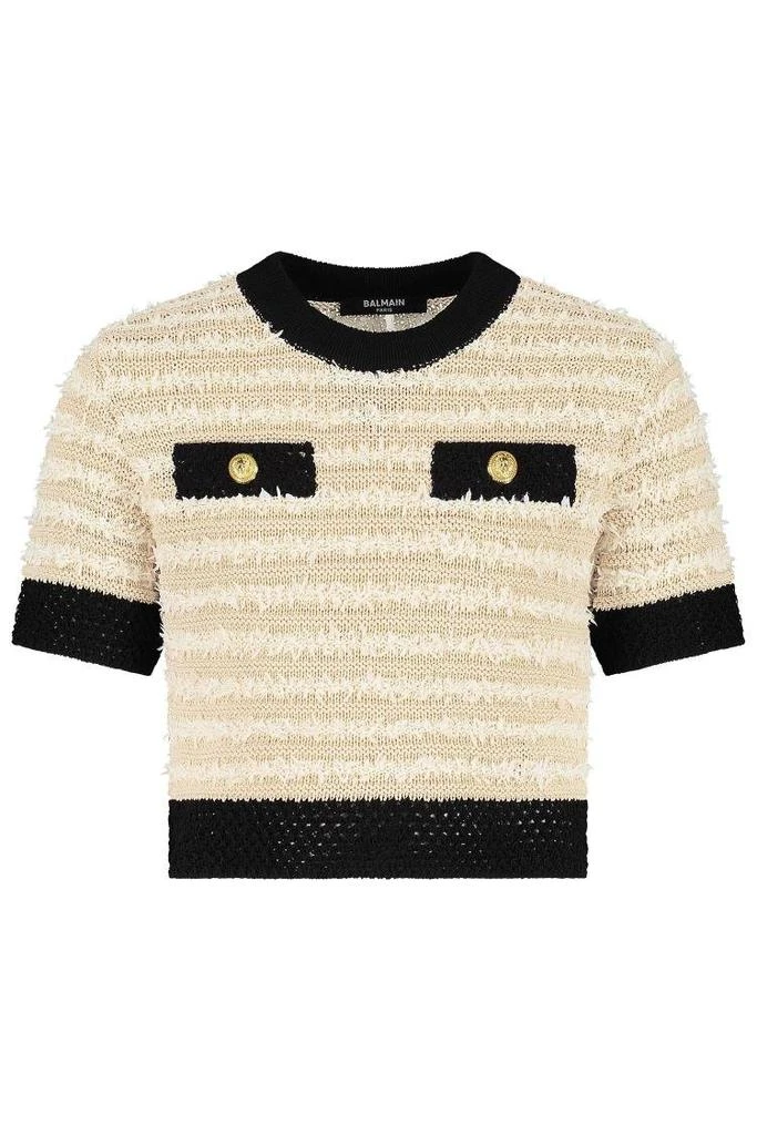 Balmain Balmain Kids Button Detailed Straight Hem Knitted Top 1
