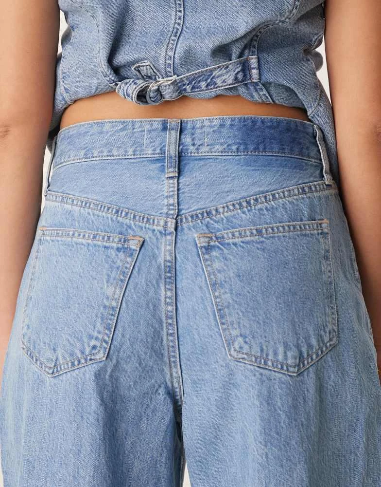 Abercrombie & Fitch Abercrombie & Fitch curve love high rise wide leg jeans in medium wash 4