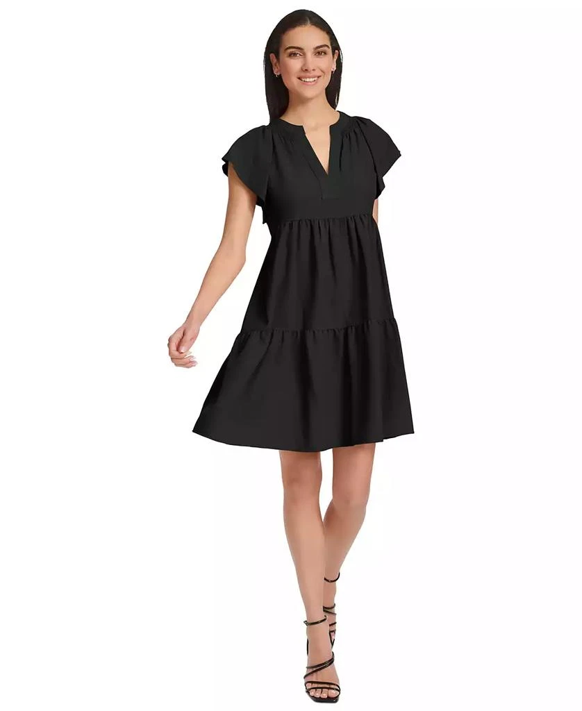 Calvin Klein Women's Split-Neck Tiered A-Line Dress 1