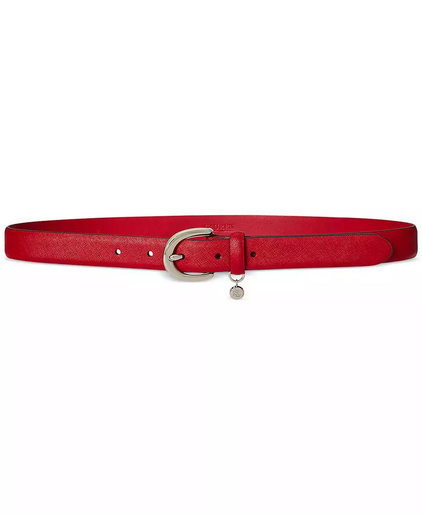 Ralph Lauren Logo Charm Crosshatch Leather Belt