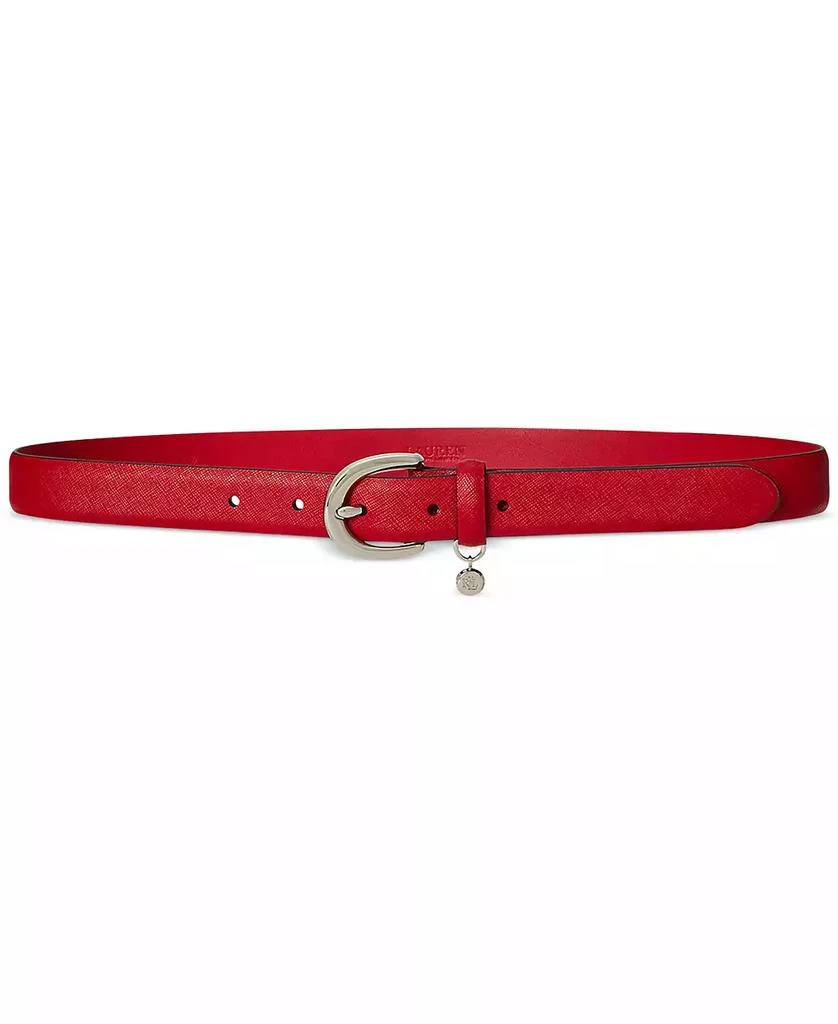 Ralph Lauren Logo Charm Crosshatch Leather Belt 1