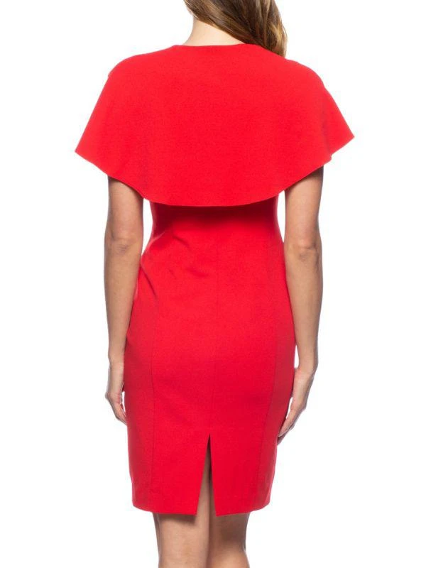 MARINA Squareneck Caplet Crepe Dress 2