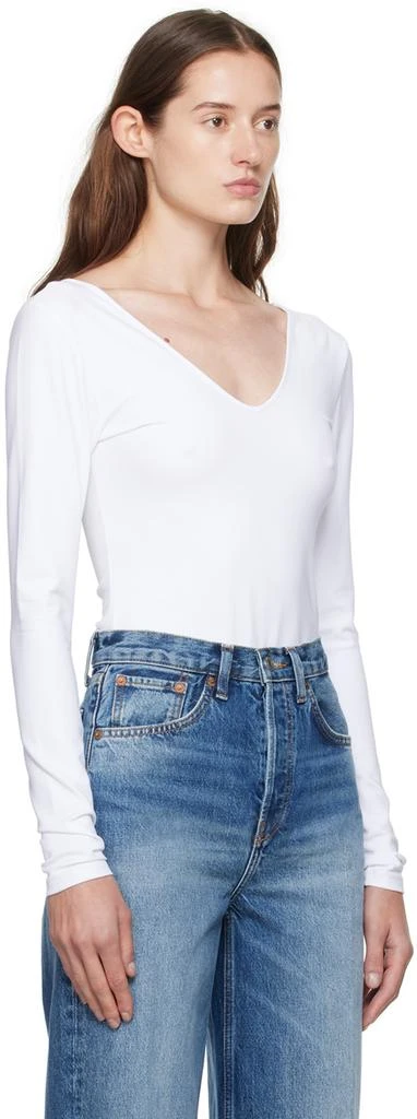 Re/Done White V-Neck Bodysuit 2