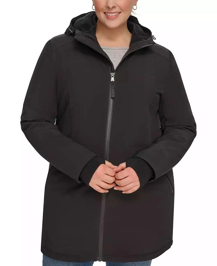 Calvin Klein Womens Plus Size Hooded Faux-Fur-Lined Anorak Raincoat, Created for Macys 1