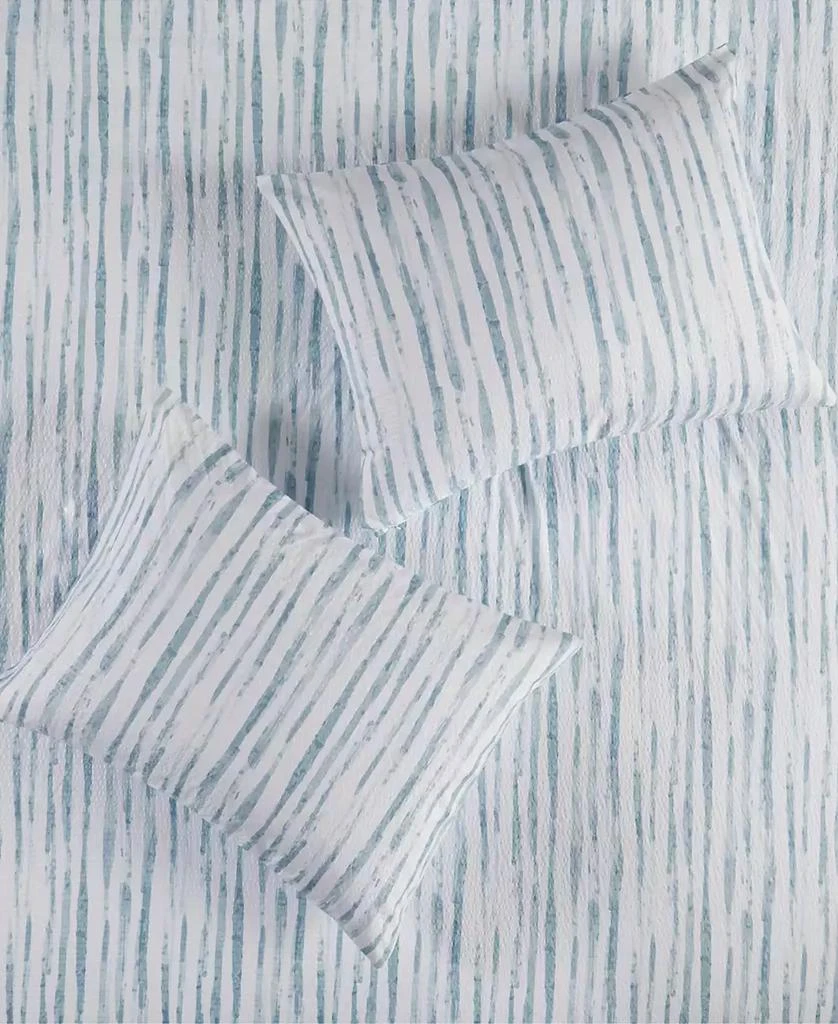 Natori Natori Brush Stroke Oversized Reversible Seersucker 3 Piece Duvet Cover Set, Full/Queen 7