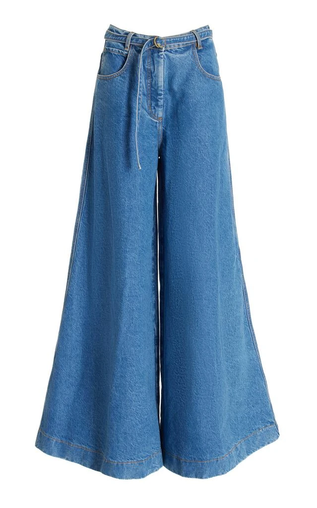 Outland Denim Outland Denim - x Karen Walker Duster Belted High-Rise Flare Jeans - Blue - US 4 - Moda Operandi 1