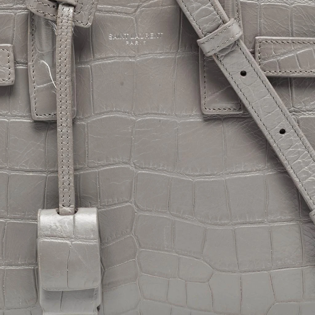 Yves Saint Laurent Saint Laurent Grey Croc Embossed Leather Nano Classic Sac De Jour Tote 5