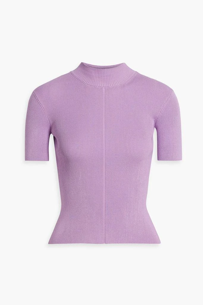 Oscar de la Renta Ribbed silk-blend turtleneck top