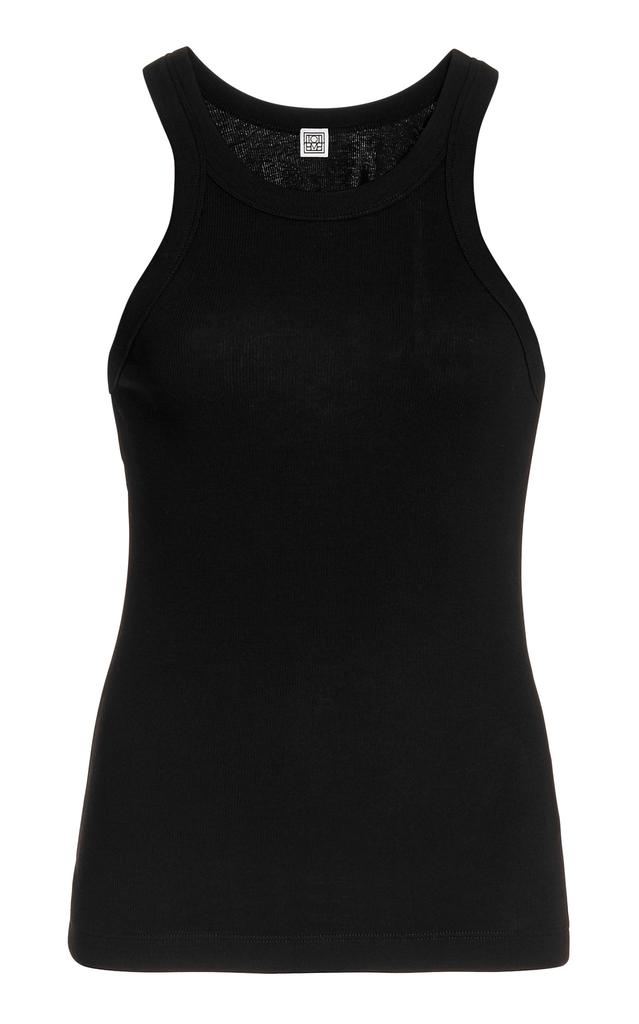 Totême Toteme - Espera Ribbed Stretch Cotton-Blend Top   - Black - M - Moda Operandi