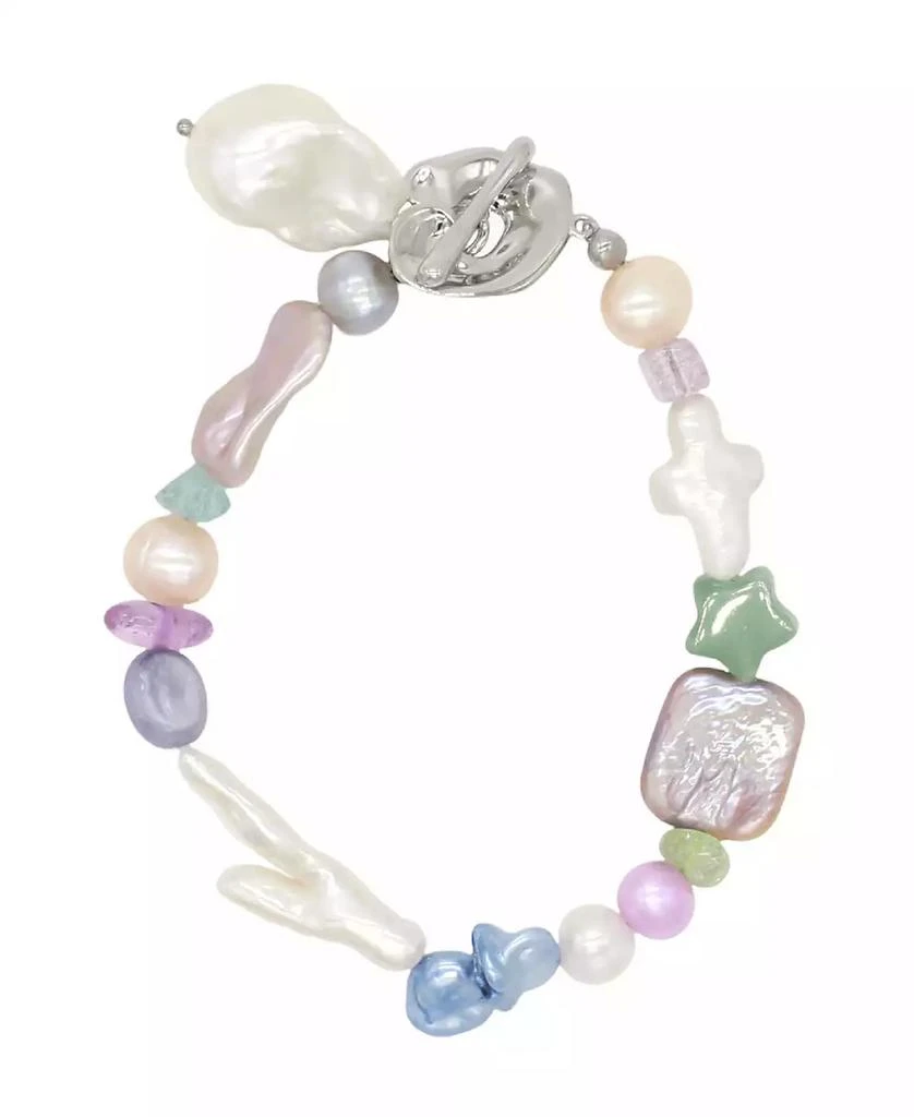 Velvet Luna Freshwater Pearls Bracelet With Natural Stones 10″
