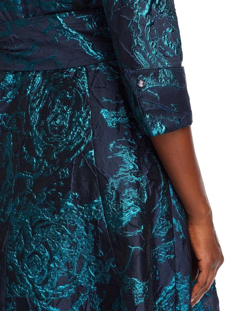 Teri Jon Metallic Jacquard Shirt Dress Gown 2