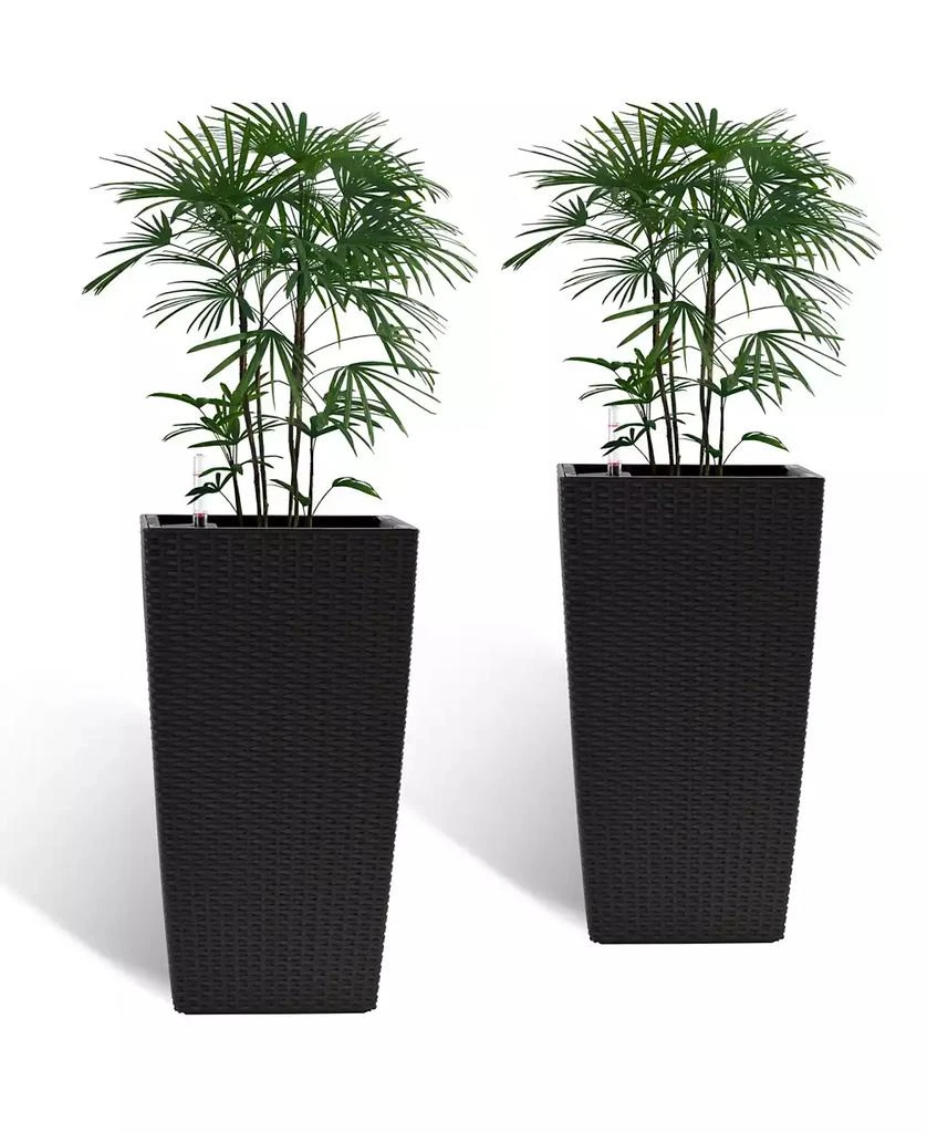 Streamdale Furniture 22" Faux Rattan Self-Watering Square Planter 2-Pack