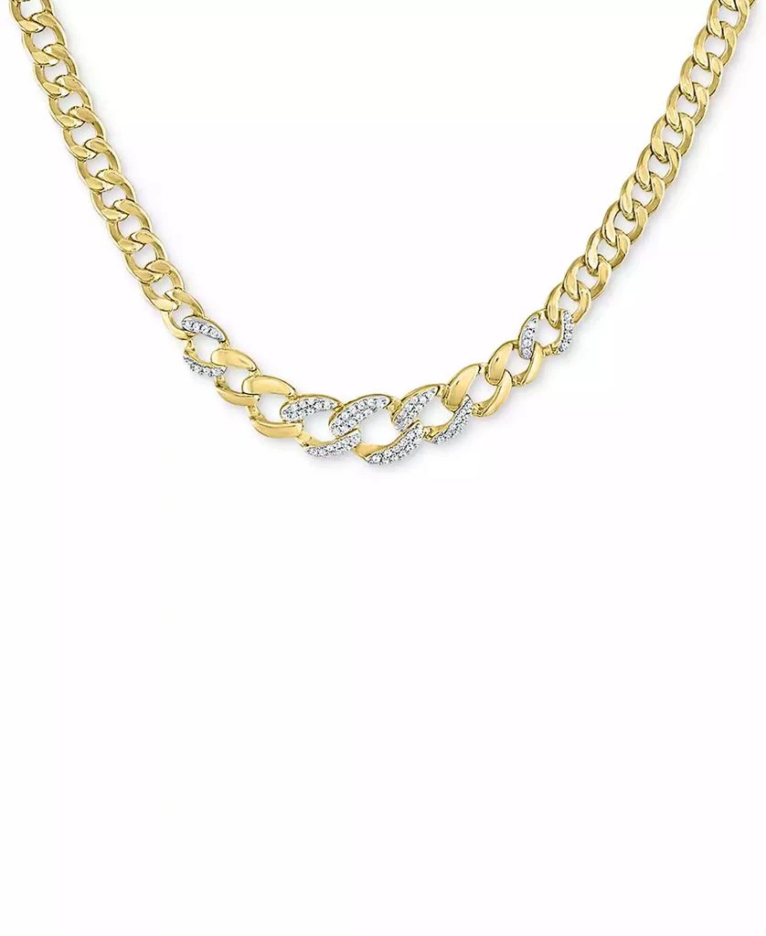 Macy's Diamond Cuban Link 18" Chain Necklace (1/3 ct. t.w.) in 14k Gold-Plated Sterling Silver 3