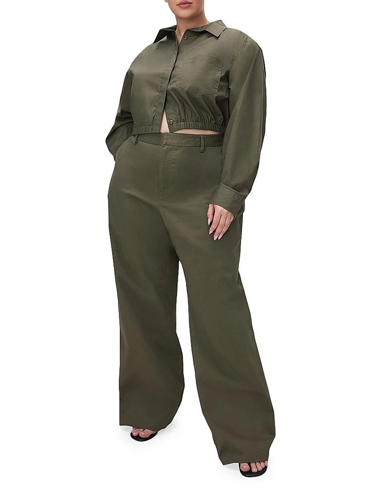 Good American Coated Poplin Cropped Shirt 3