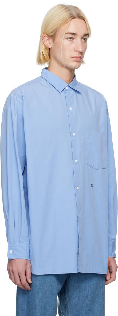 Nanamica Blue Regular Collar Wind Shirt