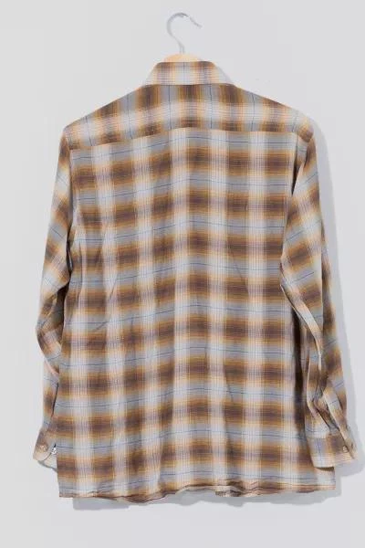Urban Outfitters Vintage 1950s Yellow Brown Plaid Button Up Shirt 3