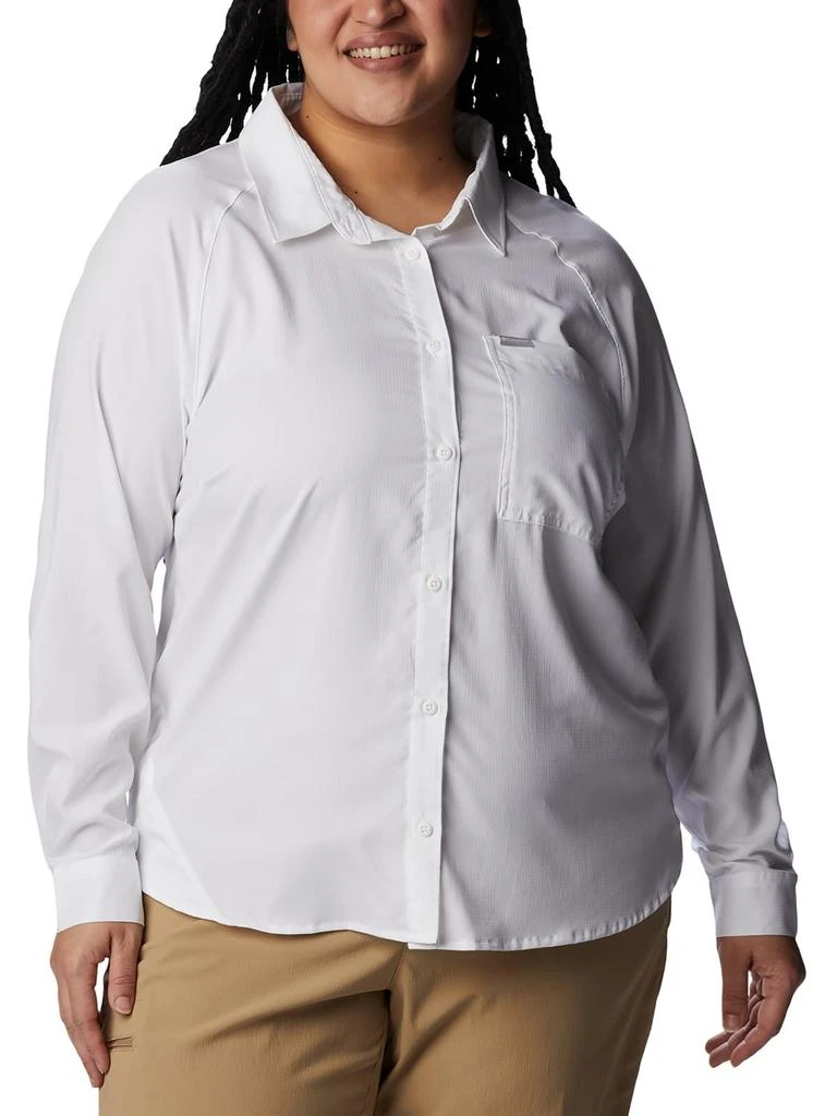 Columbia Plus Womens Collared Long Sleeve Button-Down Top 1