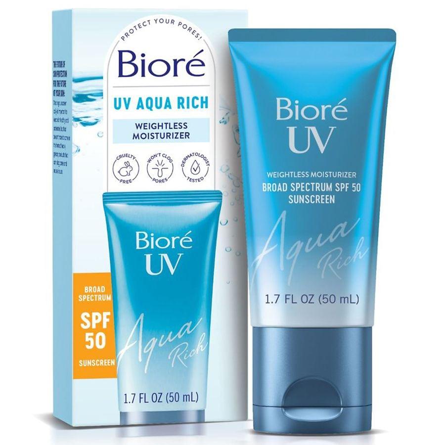 Biore UV Aqua Rich Daily Hydrating Facial Moisturizer Sunscreen with SPF 50