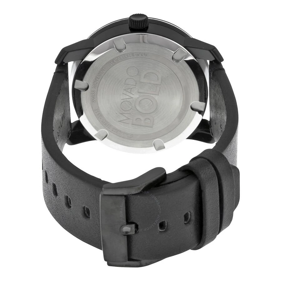 Movado Bold Black Dial Black Leather Men's Quartz Watch 3600297 3
