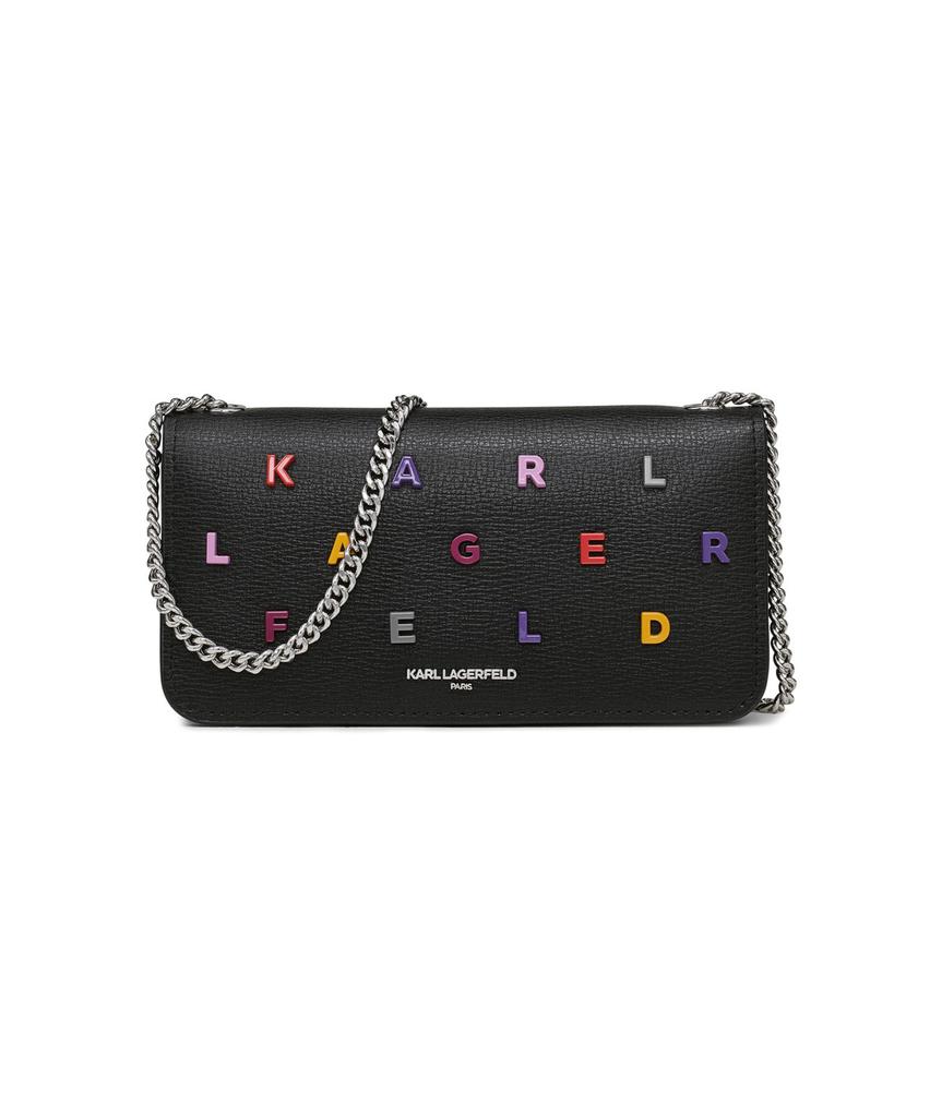 【値下げ】【タグ付き】KARL LAGERFELD お財布　ウォレットショルダー black-leather-karl-lagerfeld-